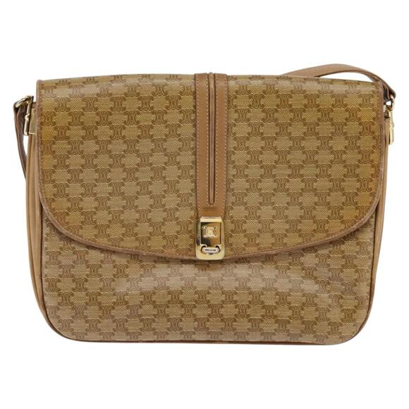 CELINE Macadam Canvas Shoulder Bag Pvc Beige Gold - Picture 2 of 13